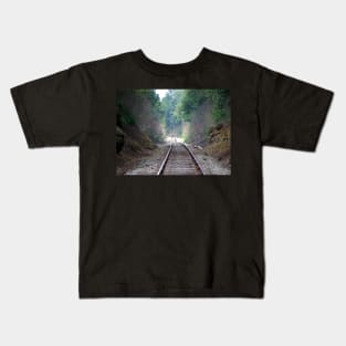 Perspective Cool Train Track Photography Mountain Side Railroad Art Kids T-Shirt